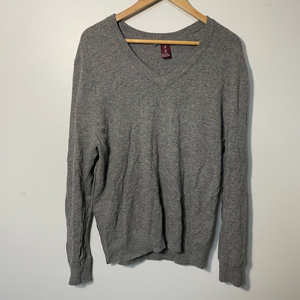 Unknown Brand‎ Men's Gray V-neck Wool Blend Sweater size XL